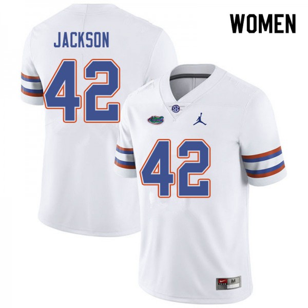 Jordan Brand Women #42 Jaylin Jackson Florida Gators College Football Jersey White